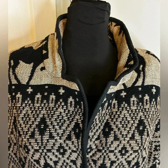 hoKus poKus Vintage Y2K Tapestry Jacket Coat Winter Deer‎ Pattern, Size L Crop - Picture 3 of 8